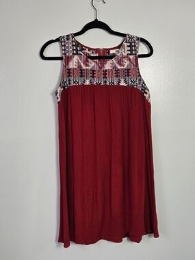 Ya Los Angeles Aztec Tribal Geometric Zip Back Gauze Tunic Blouse Top Size M
